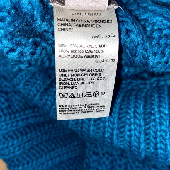 Chico's Poncho Women's Size L/XL Sweater Knit Teal Color * - Picture 8 of 8